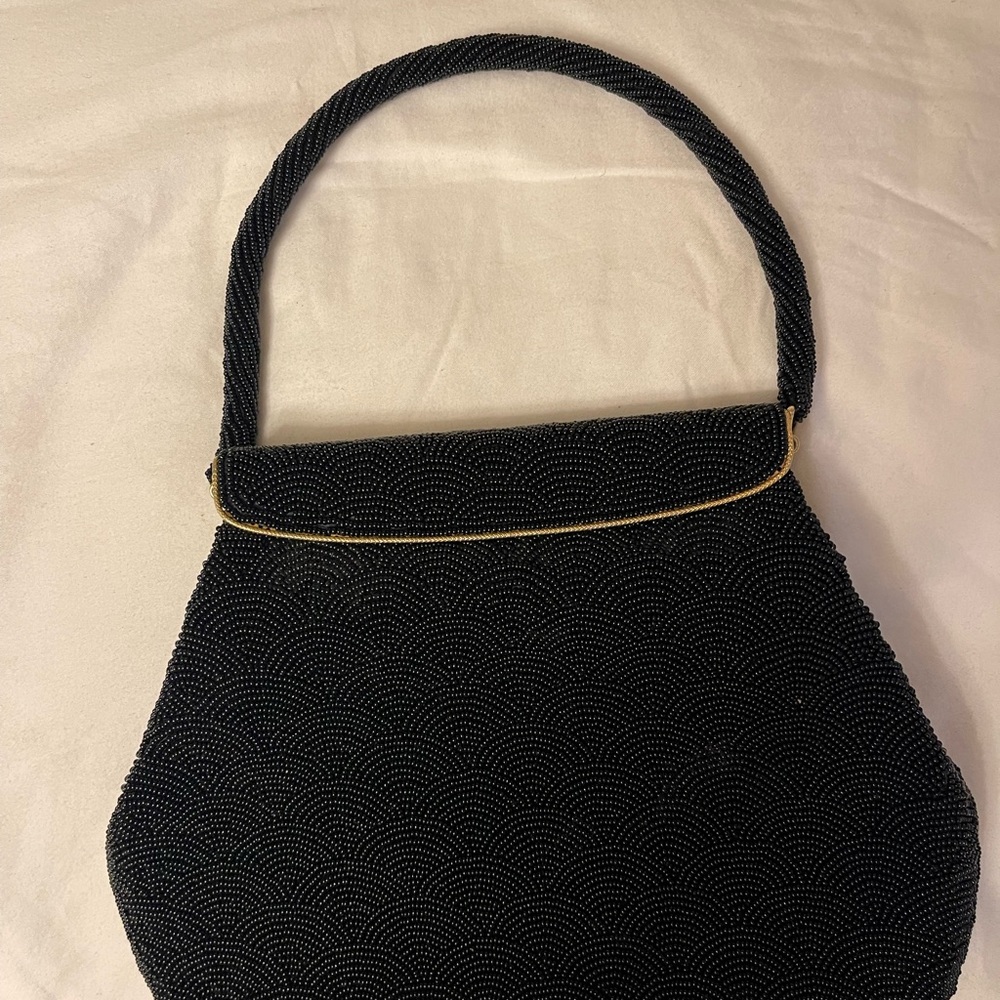 Elegant Black Beaded Women's Bag